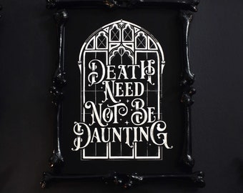 Impresión "La muerte no tiene por qué ser desalentadora" / Impresión de arte gótico floral de huesos cruzados / Hogar gótico / Arte macabro / Galería de pared gótica