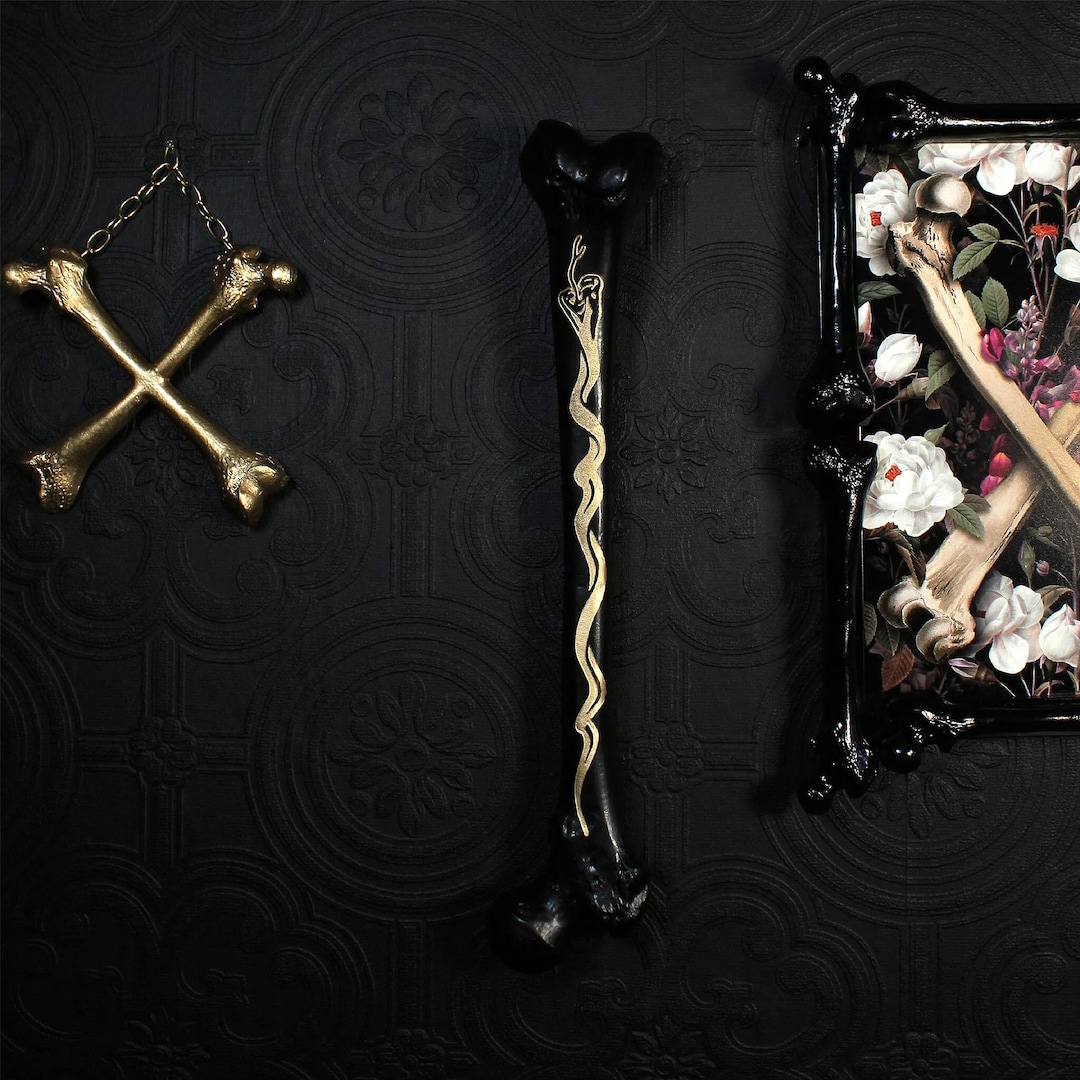 The Serpent Bone - Engraved Femur Bone - Gothic Gallery Wall - Gothic Home Decor | Handmade by The Blackened Teeth