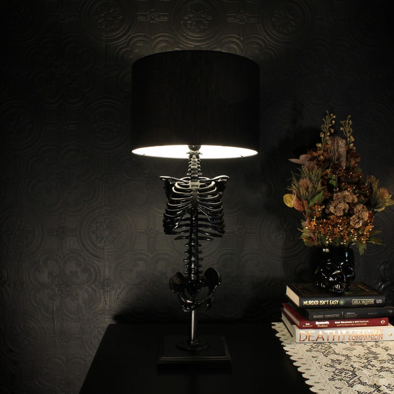 skeleton lamp the blackened teeth gothic lighting gothic home decor