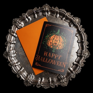Buon Halloween - Biglietto di auguri di The Blackened Teeth / Biglietto di Halloween / Regalo gotico / Decorazione gotica per la casa / Fatto a mano da artigiani