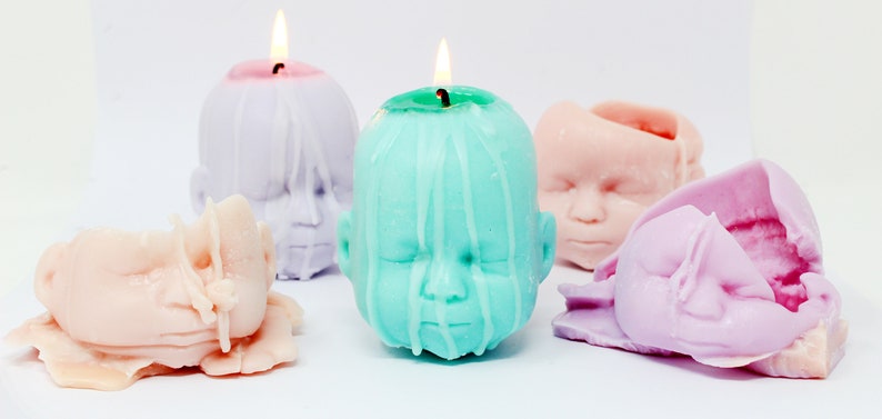 Baby Doll Head Candle | Handmade by The Blackened Teeth | Gothic Vegan Candle 