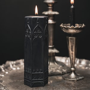 Cathedral Gothic Pillar Candle | Gothic Architecture Candle | by The Blackened Teeth | Gothic Home Decor | Handmade by Artisans