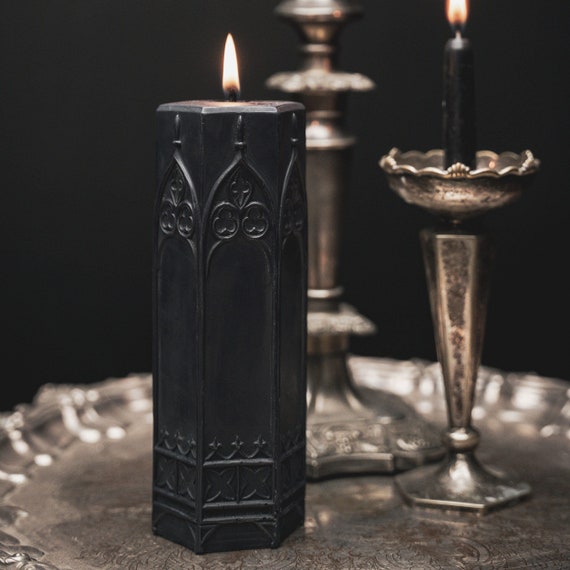 thumbnail image 2 of Black Metal 12cm Pillar Candle Holder Plate - Church Style Home Decor 2 of 3