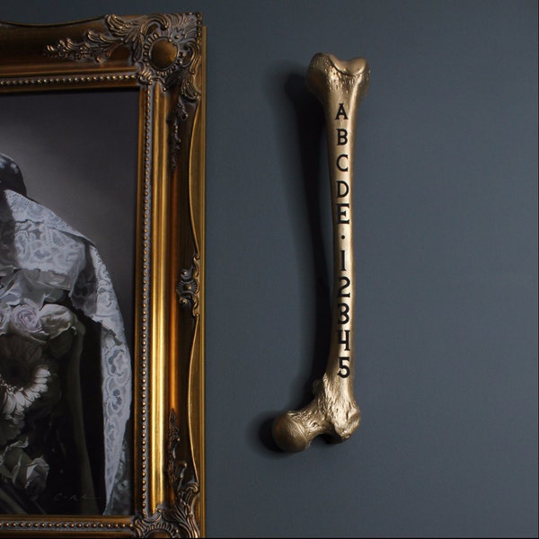 Engraved Custom Femur Bone | Gothic Wall Art | Gothic Home Decor | Handmade by Artisans The Blackened Teeth