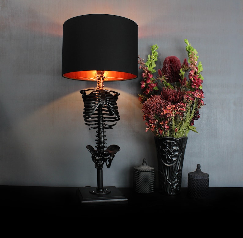 skeleton lamp the blackened teeth gothic lighting gothic home decor