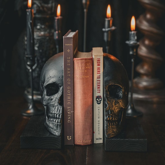 Skull Bookends | Gothic Home Decor by The Blackened Teeth