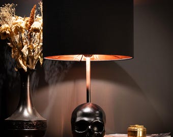 Lampada a forma di teschio Edison / Denti anneriti, decorazione gotica per la casa, resina dipinta a mano