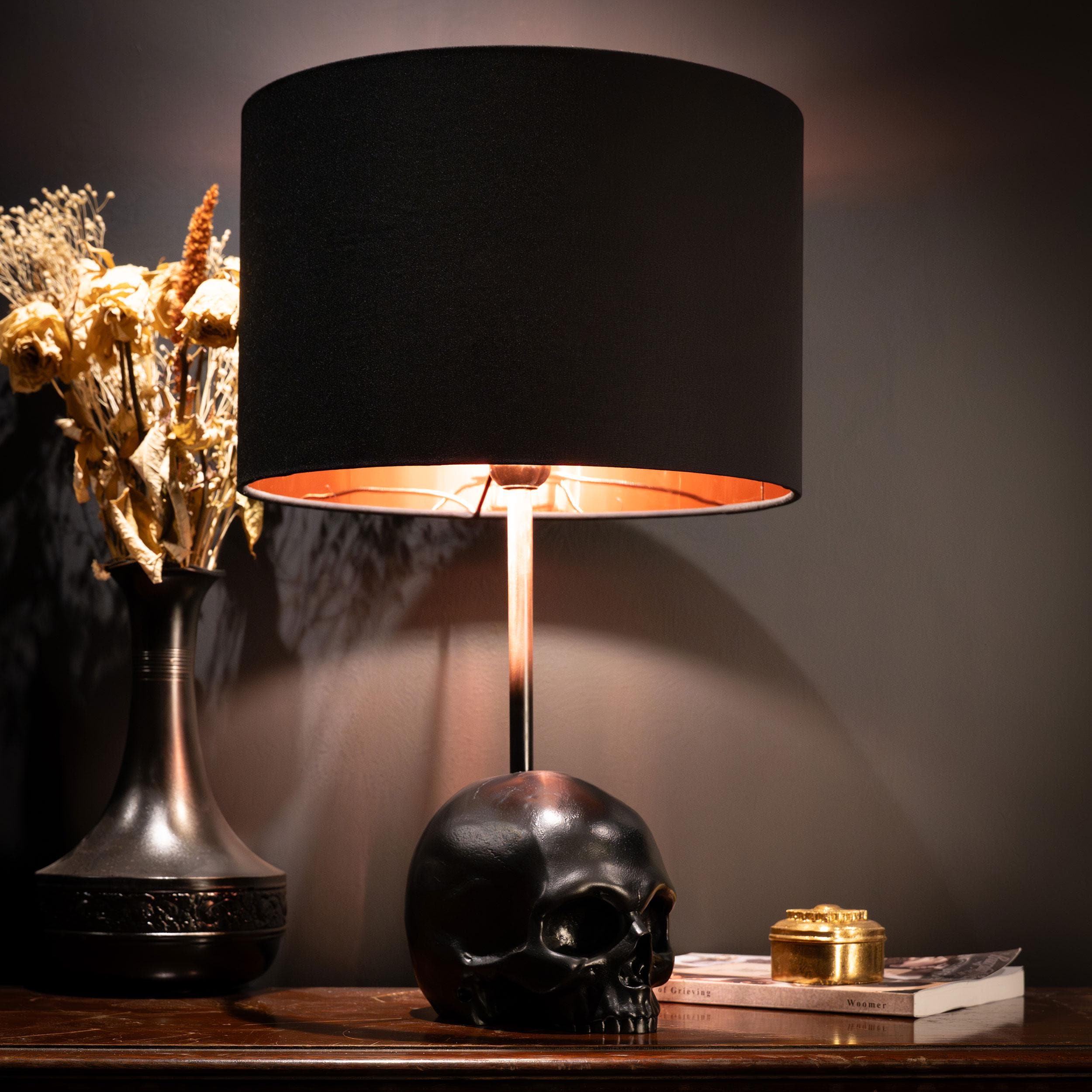 Edison Skull Lamp | Blackened Teeth Gothic Home Decor, Hand