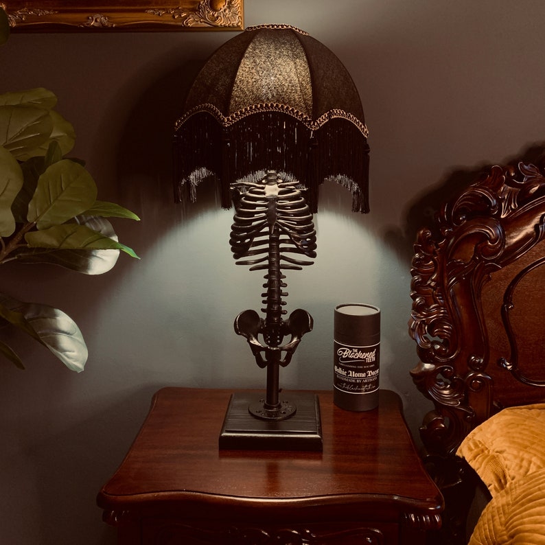 skeleton lamp the blackened teeth gothic lighting gothic home decor