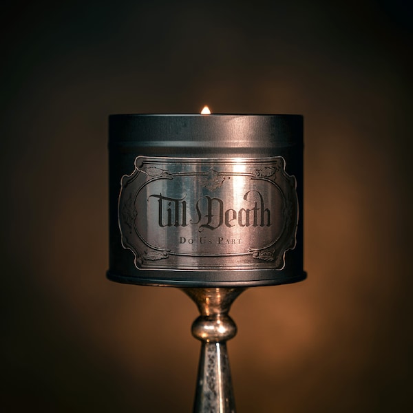 Tills döden oss skiljer åt | Gotiskt plåtljus | Gotisk julgåva | Viktorianskt plåtljus | Veganska plåtljus för årsdagar De svarta tänderna