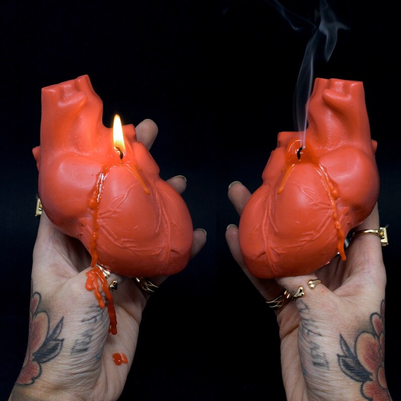 Blood Red Heart Candle Anatomical Heart Unique Candle Etsy