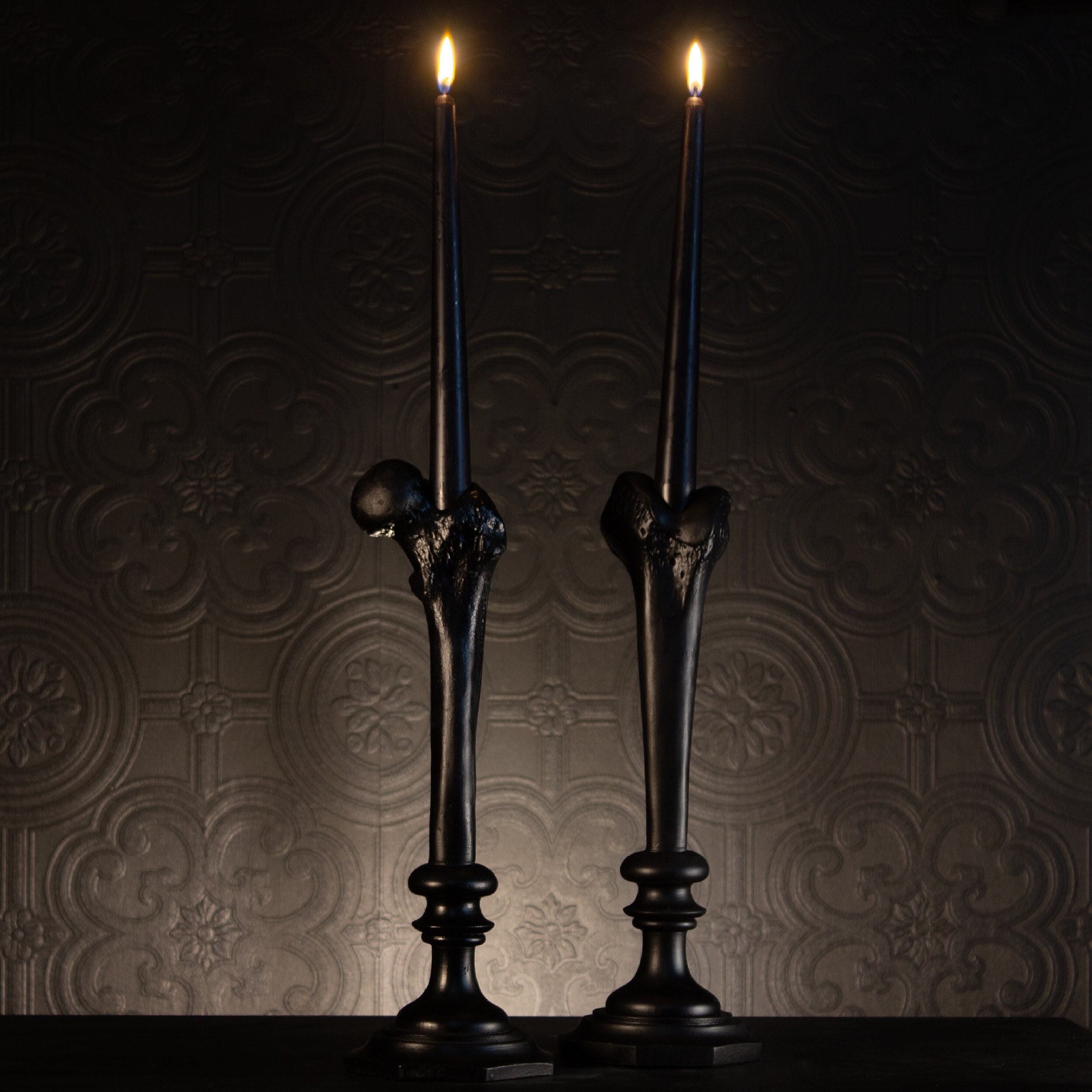 Femur Bone Candlestick Holder Gothic Home Decor by the Blackened