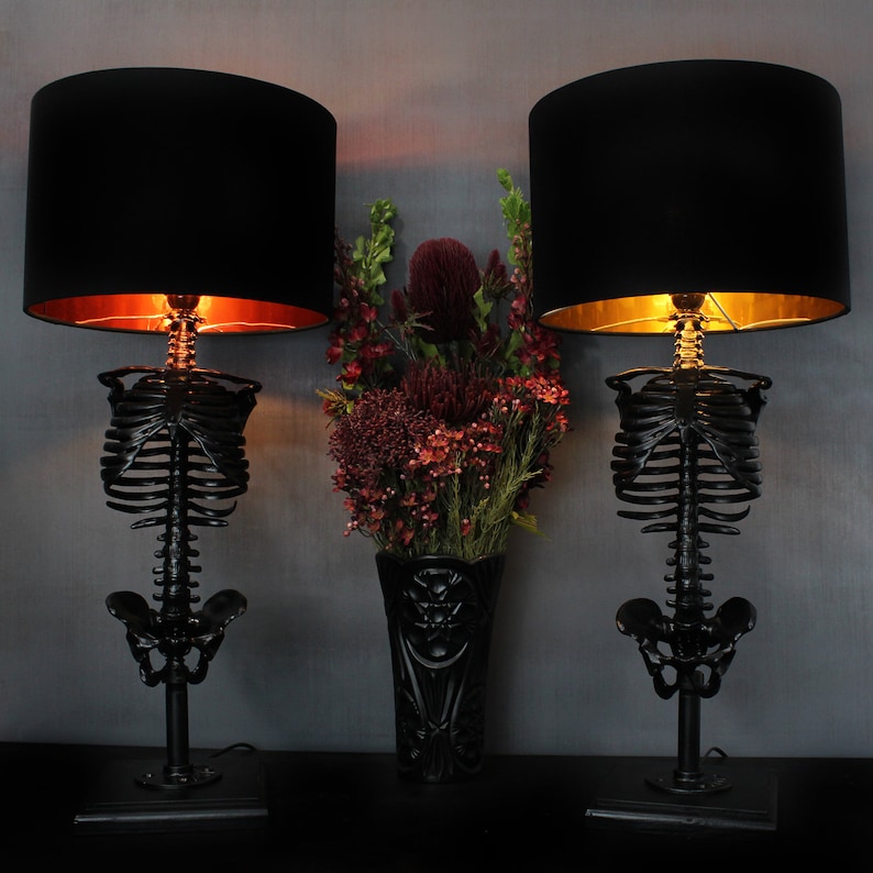 skeleton lamp the blackened teeth gothic lighting gothic home decor