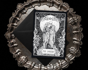 The Lovers Tarot - Illustrated Greetings Card by The Blackened Teeth | Gothic Home Decor | Handmade by Artisans