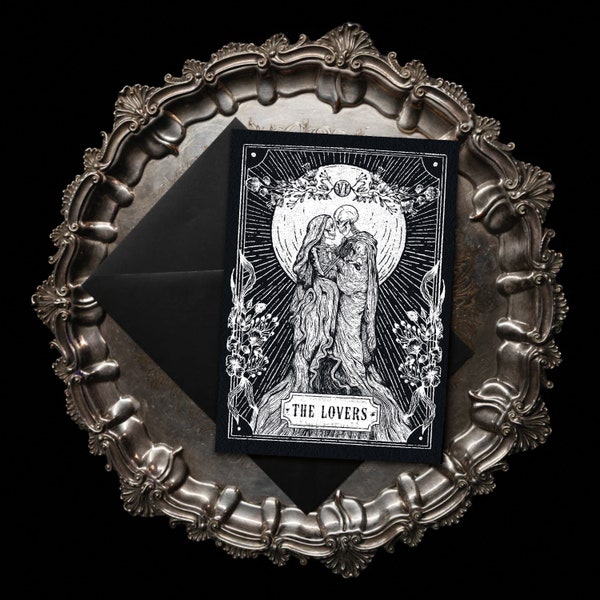 The Lovers Tarot - Illustrated Greetings Card by The Blackened Teeth | Gothic Home Decor | Handmade by Artisans