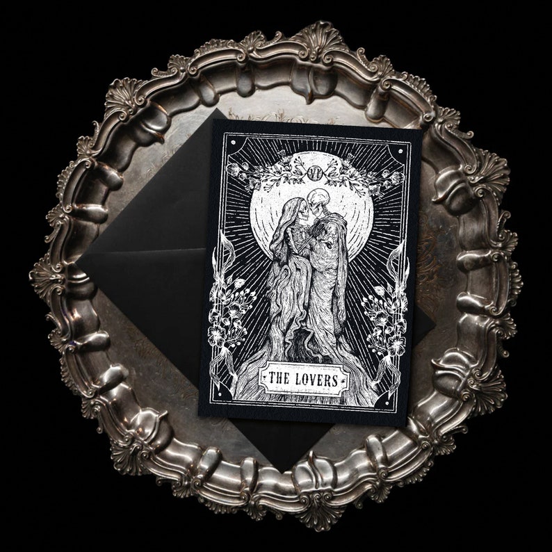 The Lovers Tarot Illustrated Greetings Card by The Blackened Teeth Gothic Home Decor Handmade by Artisans image 1