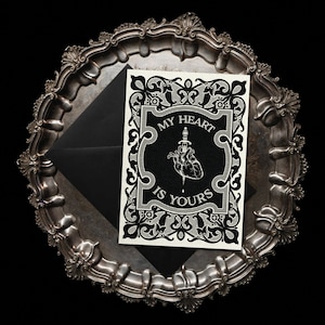 My Heart Is Yours - Black Edition - Carte de voeux par The Blackened Teeth | Décoration d'intérieur gothique | Fait main par des artisans