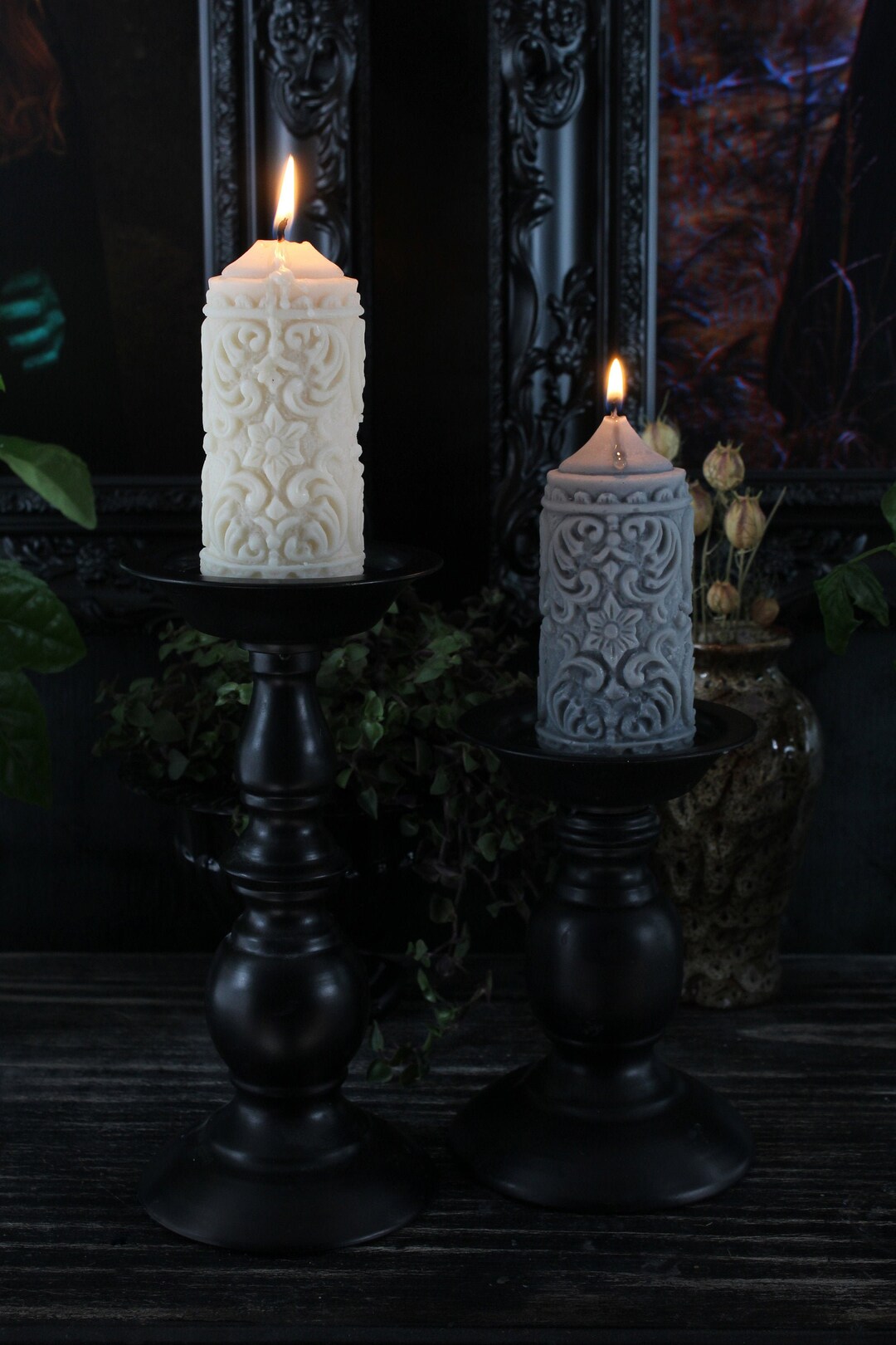 Mildred Gothic Pillar Candle Gothic Home Decor by