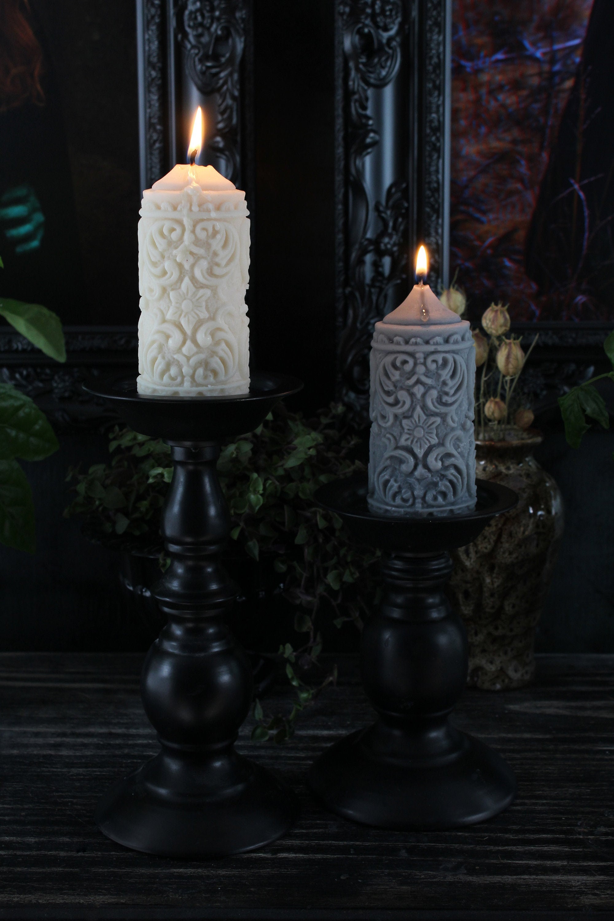 Mildred Gothic Pillar Candle Gothic Home Decor by the | Etsy