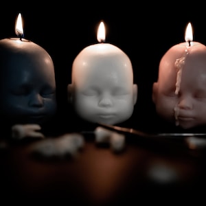 Baby Doll Head Candle | Handmade by The Blackened Teeth | Gothic Vegan Candle