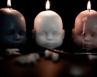 Baby Doll Head Candle | Handmade by The Blackened Teeth | Gothic Vegan Candle