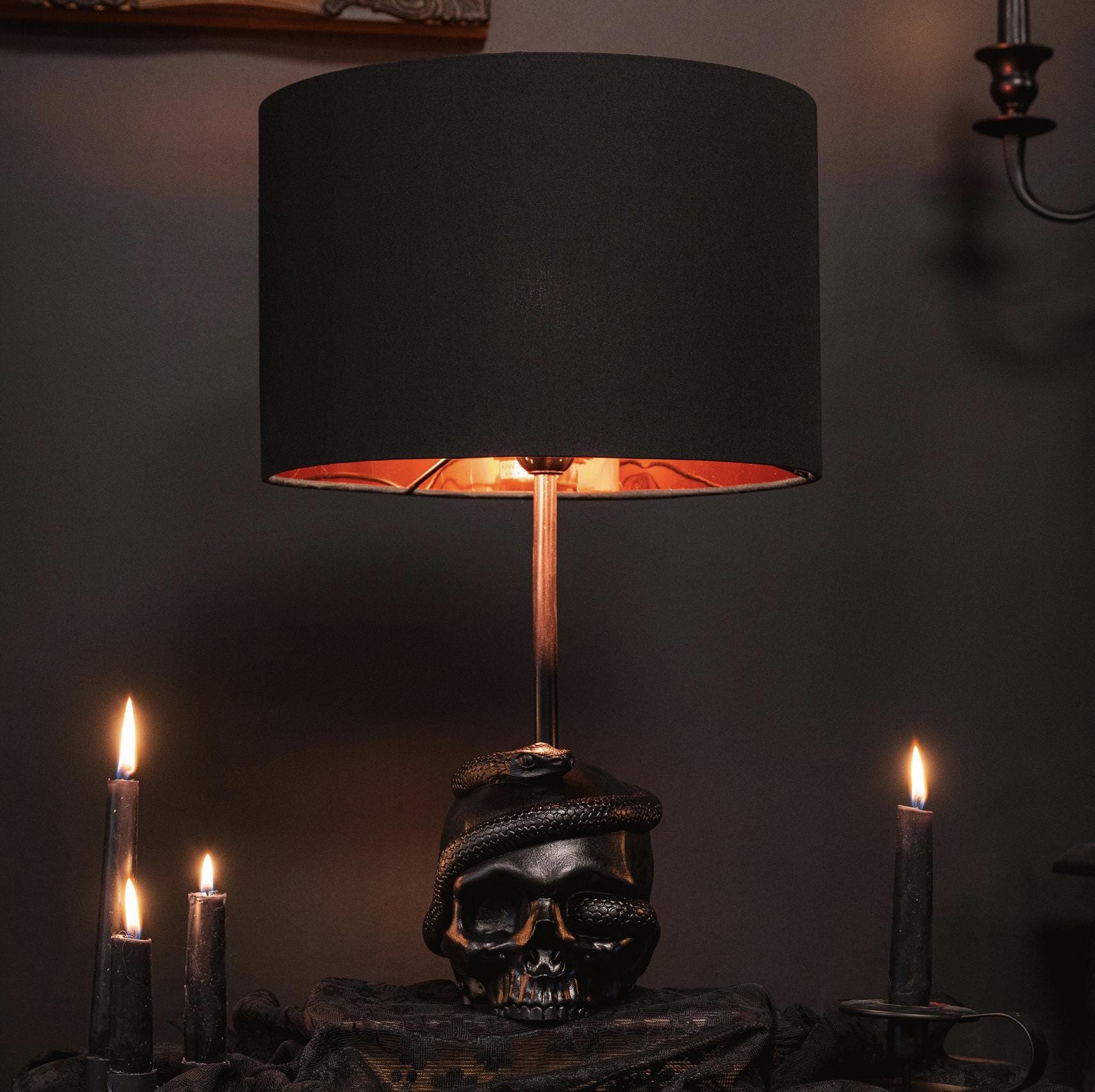 Artemis Snake Skull Lamp | Gothic Homeware Handmade by the