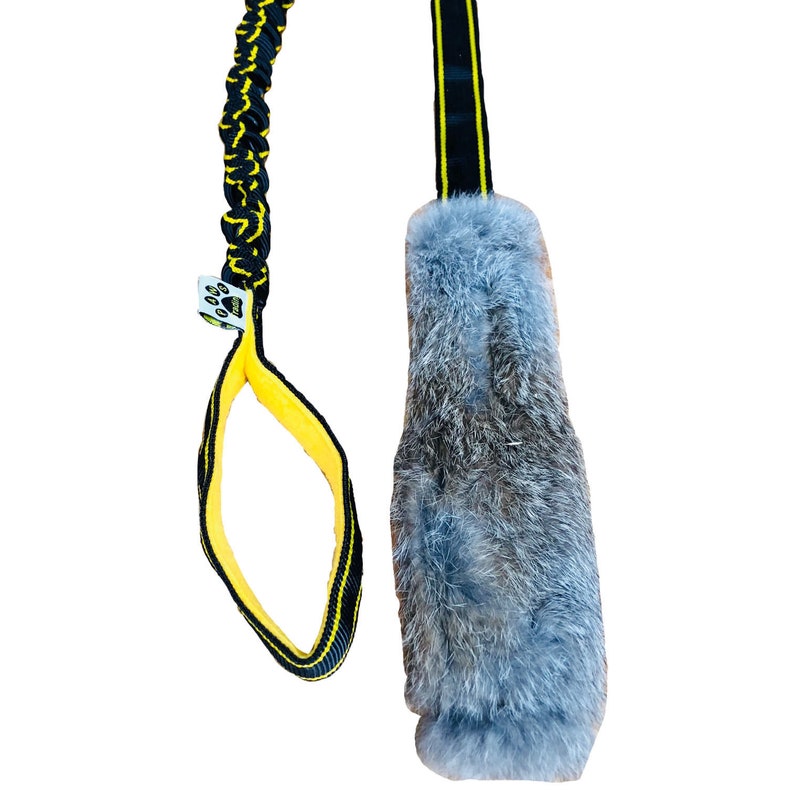 Paws Made Bunny EXTRA LONG BUNGEE Rabbit Fur Dog Tug Reward Agility Flyball Toy image 2