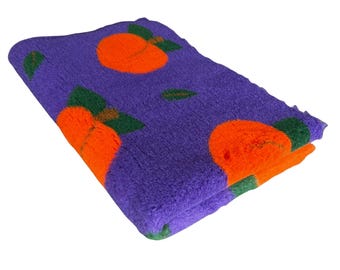 Peaches Fruit Orange Purple Dog Vet Bed Mat, Moisture-Wicking Blanket