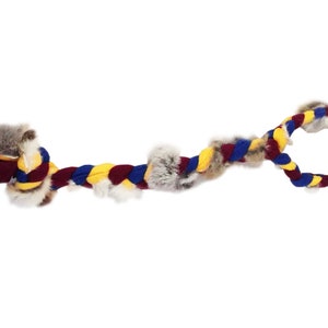Paws Made Fleece Äkta Kaninpäls Flätad Handtagsdragare Perfekt för motivation och belöning Agility Flugboll Interaktiv Hundvalpträningsleksak