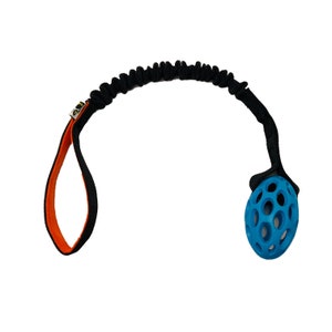 Paws Mini Rugby Ball with Bungee Handle Agility Flyball Dog Training Tug Toy