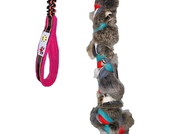 Paws Made™ Bungee Fleece with Real Fur Approx 90cm Rabbit/Sheep Fur High Reward Dog Puppy Training Agility Toy