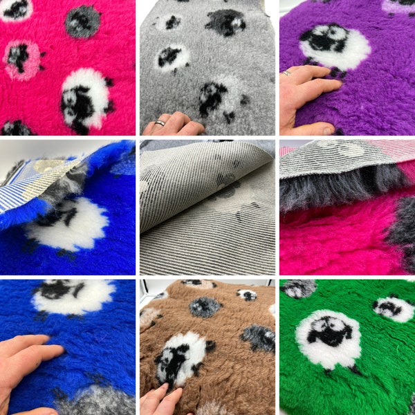 Pawstrading Dog Vet Mat Bed SHEEP DESIGN Bedding Cage Blanket Whicks Moisture