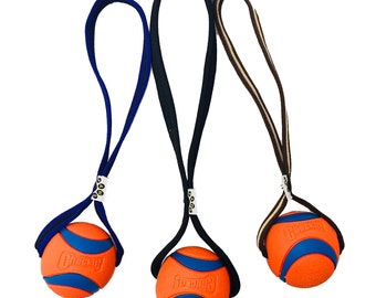 Paws Chuckit! Ultra Ball Medium with webbed Tug Handle Dog Puppy Throw Fetch Toy Tugging Integrative Ball And Handle