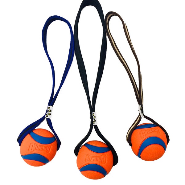 Paws Chuckit! Ultra Ball Medium with webbed Tug Handle Dog Puppy Throw Fetch Toy Tugging Integrative Ball And Handle