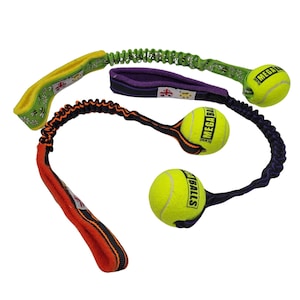 Paws Made™ Small or medium Tennis Bungee Tug - 50 cm total length Agility Flyball Dog Puppy Toy