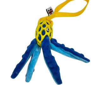 Mini Small Octopus Cage Ball Rugby Football Tuggerpus Web Handle Dog Toy Play - Paws Made