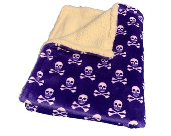 Paws Made Super Soft Dog Blanket Bed Mat - PURPLE SKULL - Crate Cage Cosy