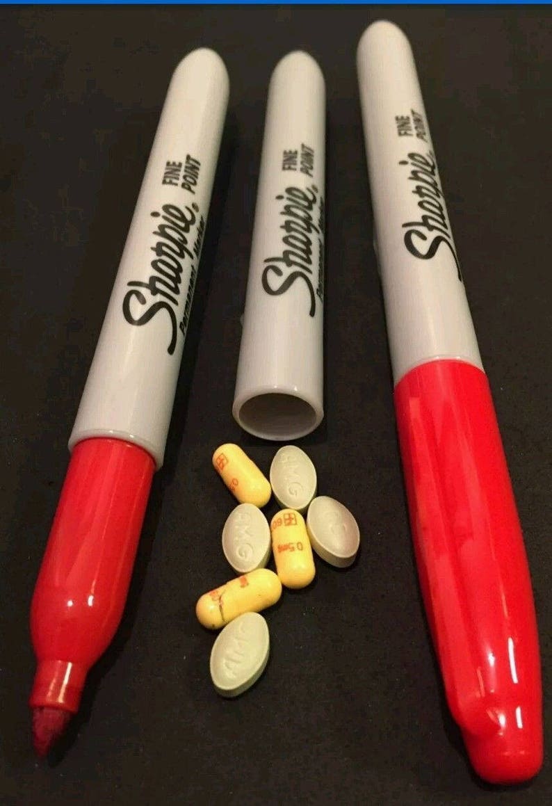Sharpie Secret Stash can pocket diversion safe hide pills weed Etsy