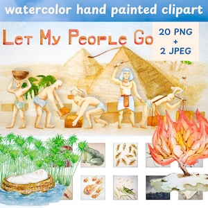 Bibel Aquarell Clipart für Kinder Sonntagsschule Pessach Illustration Jüdischer Feiertag Clip Art Moses 10 Plagen von Ägypten Handgemaltes PNG