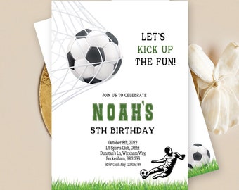 Soccer Birthday Invitation Kids Football Invitation Template Soccer Ball Party Sports Card -  BP147