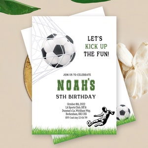 Invitation d'anniversaire de football Modèle d'invitation de football pour enfants Carte de sport pour fête de ballon de football - BP147
