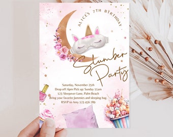 Slumber Party Invitation: Editable Sleepover Birthday (Digital)