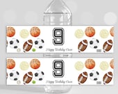 Sports Birthday Party Water Bottle Labels: Editable Template (Digital Download)