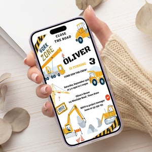 Editable Construction Truck Birthday Invitation: Digital Party Evite