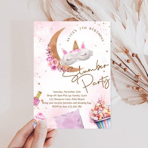Pajama Party Tween Slumber Party Invitation Editable Birthday Sleepover Party Birthday Invitation - BP200