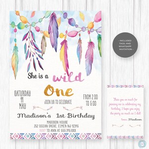 Wild One Einladung, Wild One Geburtstagseinladung, Tribal Einladung, Boho Einladung -BP59