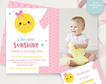 Sunshine 1st Birthday Invitation: Summer Party (Digital Download)