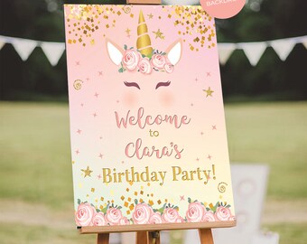 Unicorn Birthday Welcome Sign: Pastel Party Decor (PDF)