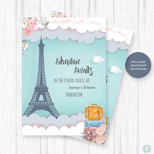 Invitación de graduación de París, Invitación de una noche en París, Torre Eiffel -GC66