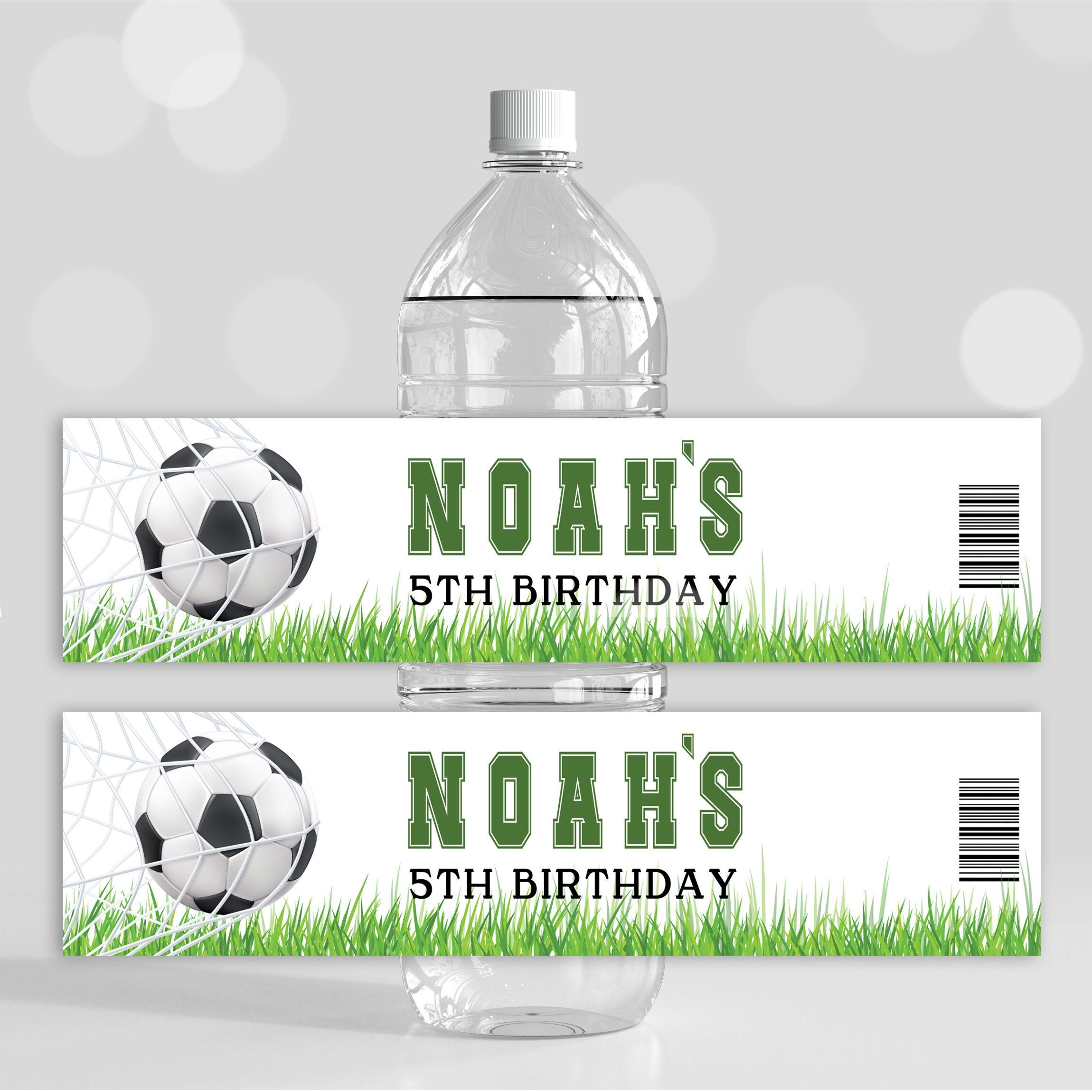 1pack/6pcs Green Soccer Pattern Water Bottle Stickers For Children's  Birthday Party Disposable Tableware Cup Diy Drink Bottle Label